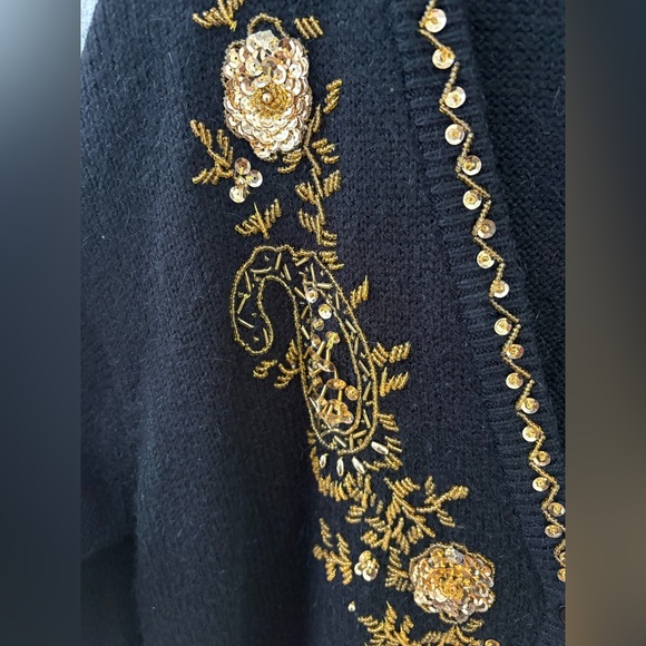 Alfred Dunner Black Cardigan with Gold Embroidery - Picture 3 of 8